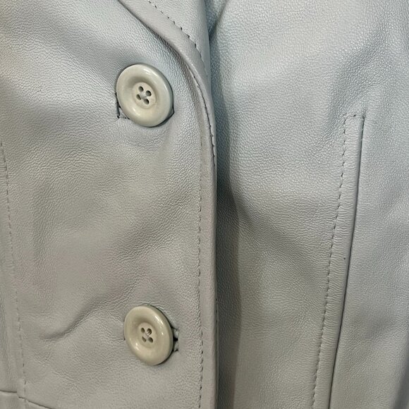 Caslon Women's Genuine Leather Jacket Button Blue Size Small - Picture 4 of 14